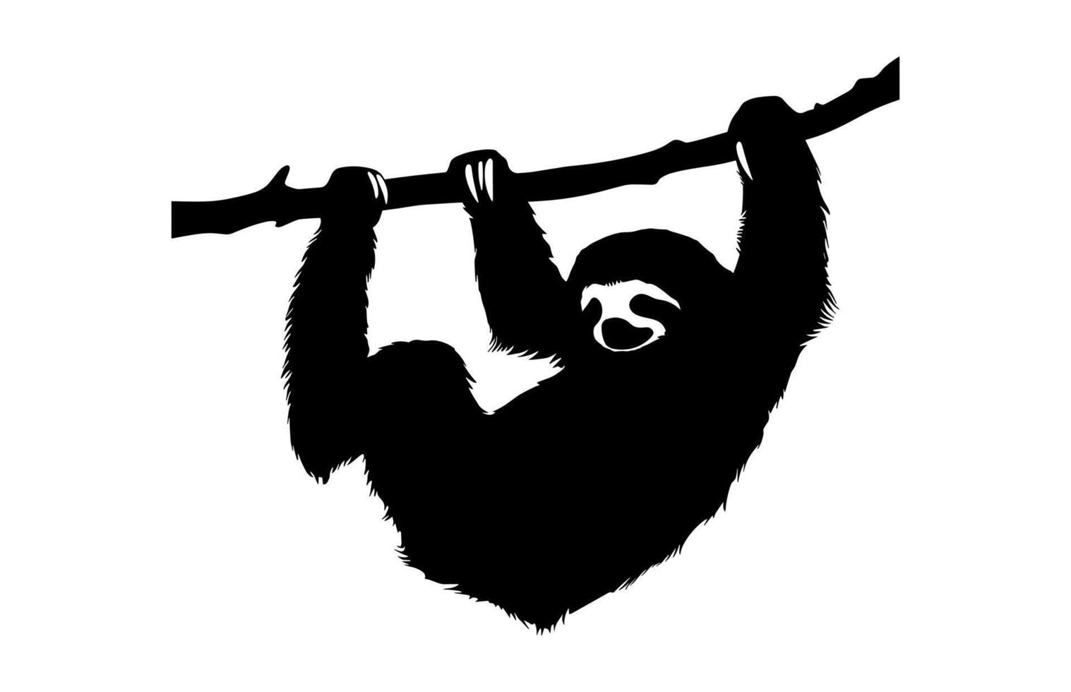 Sloth Silhouette, Sloth on Branch Clipart vector