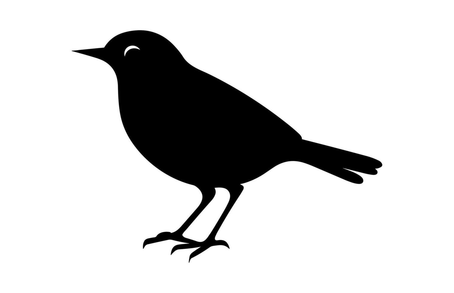 Nightingale Bird Black Silhouette Clipart vector