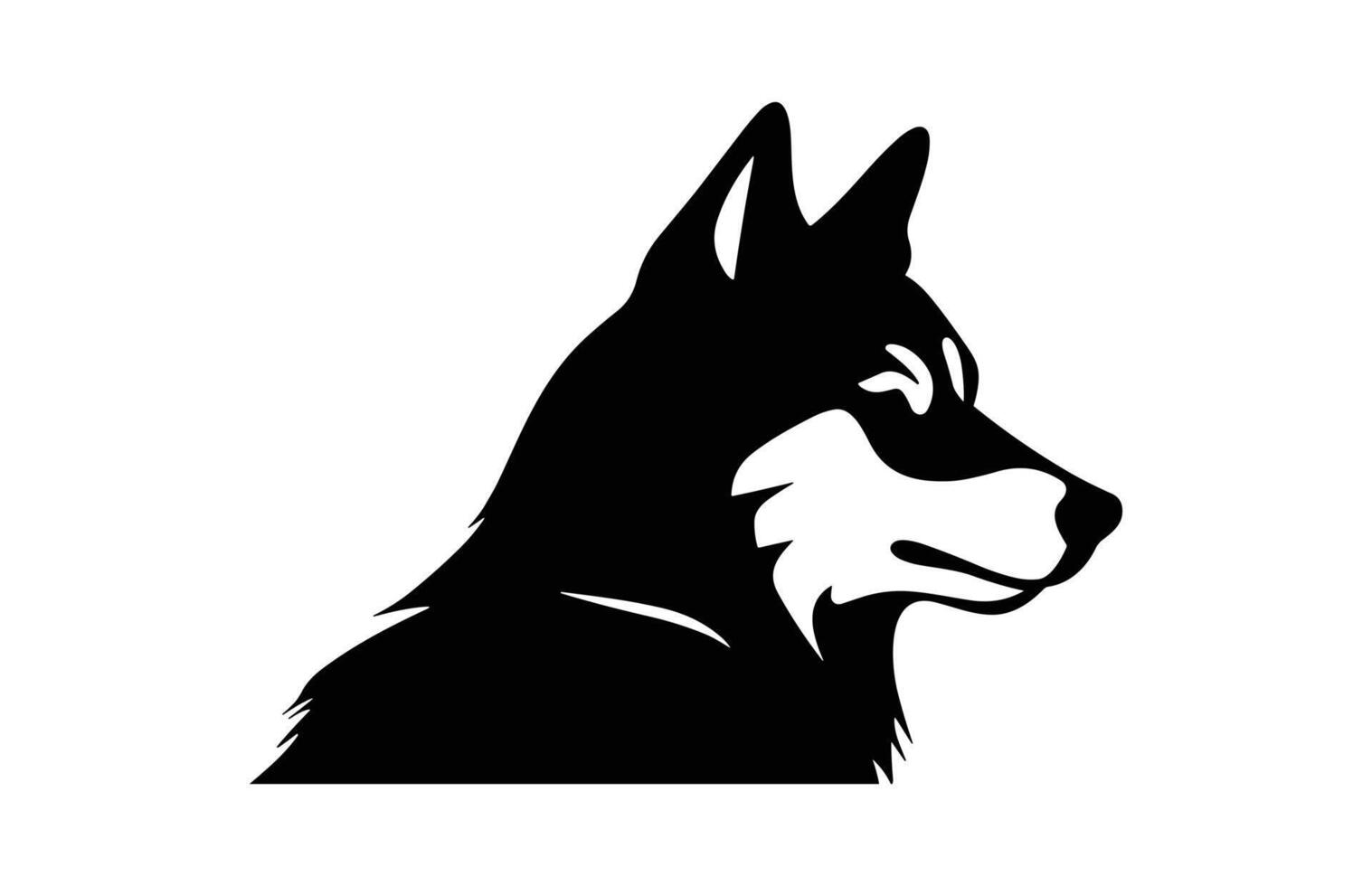 Husky Dog Head Silhouette vector