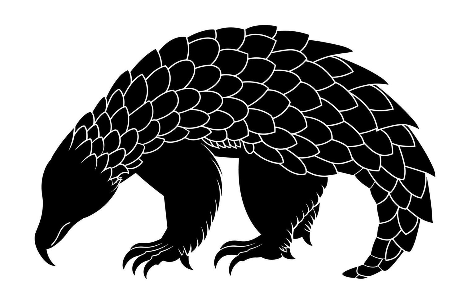 Pangolin Animal Silhouette Clipart vector