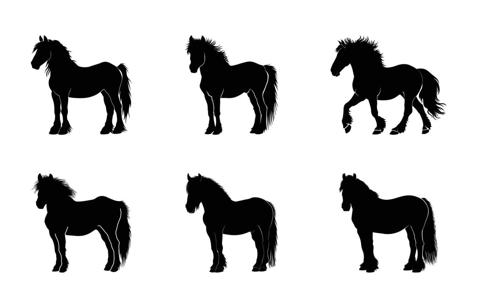 Shire Horse Silhouette Bundle vector