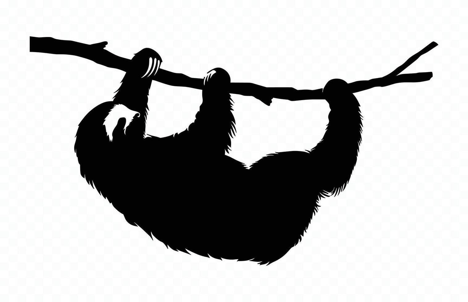 Sloth Climbing Silhouette Black Clipart vector