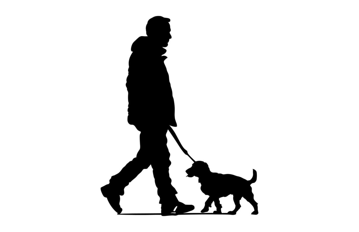 Man Walking a Basset Hound Dog Silhouette vector