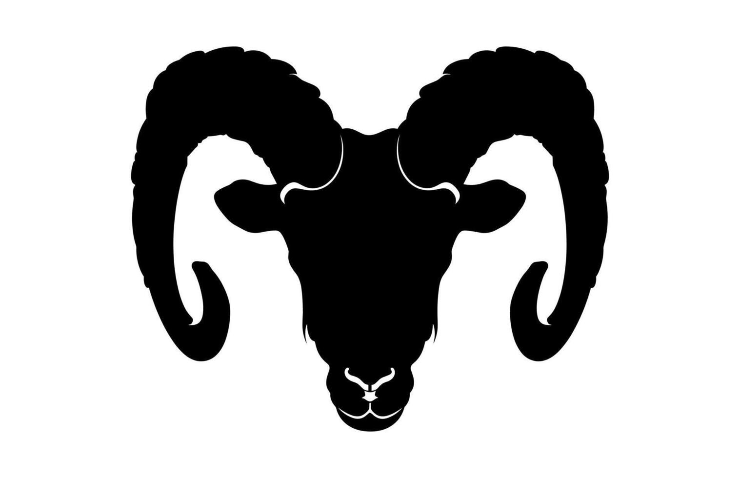 Ram Head Silhouette isolated on a white background vector