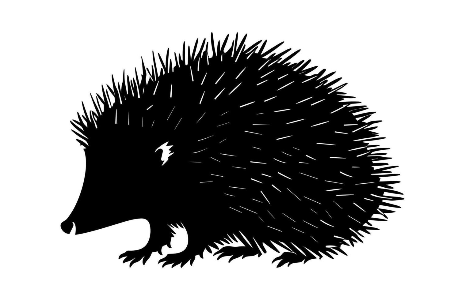Hedgehog Black Silhouette isolated on a white background vector