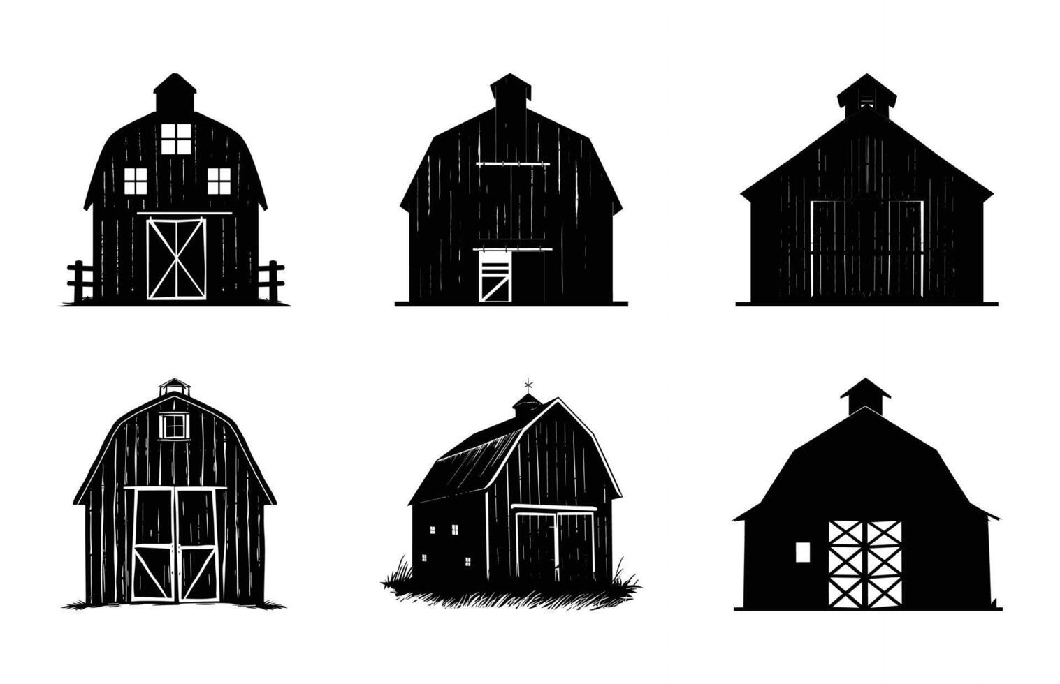Old Barn Farmhouse Silhouette Bundle vector