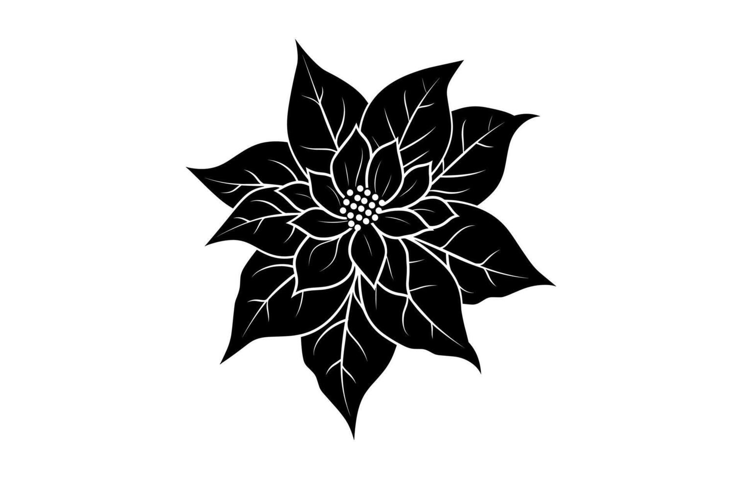 Poinsettia Leaf Black Silhouette vector