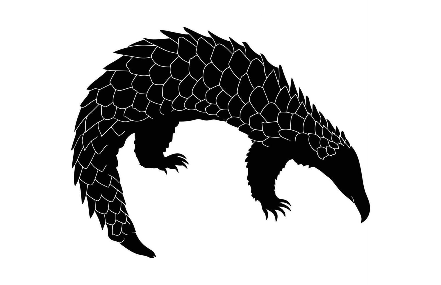 Pangolin Animal Silhouette isolated on a white background vector