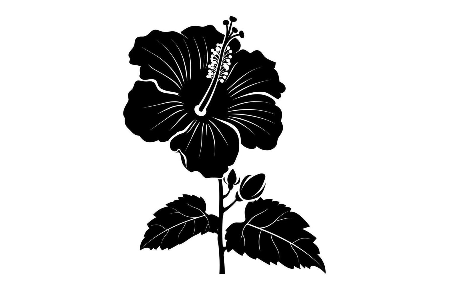 Hibiscus Silhouette isolated on a white background vector