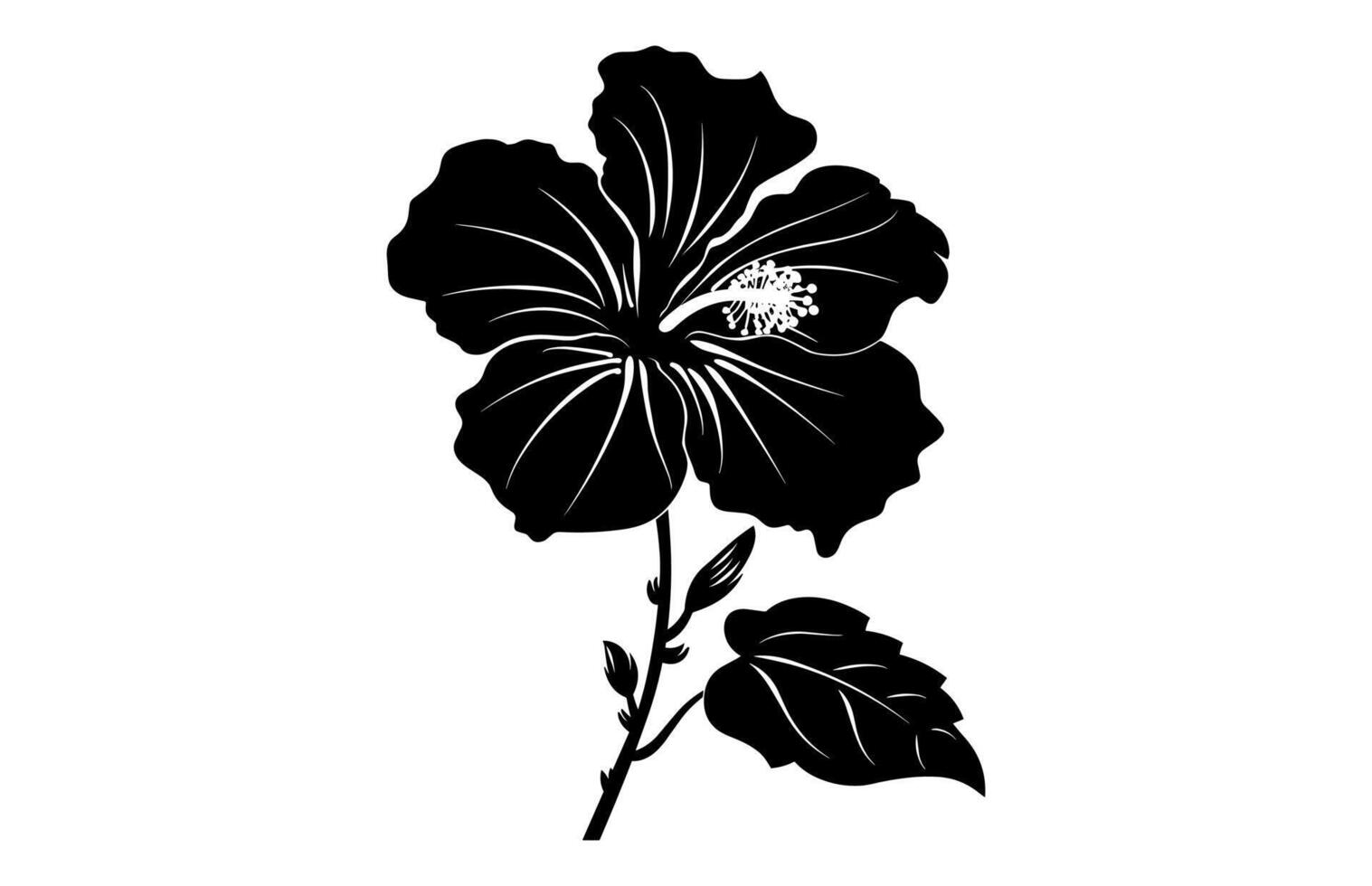 Hibiscus Flower Clipart Black Silhouette vector