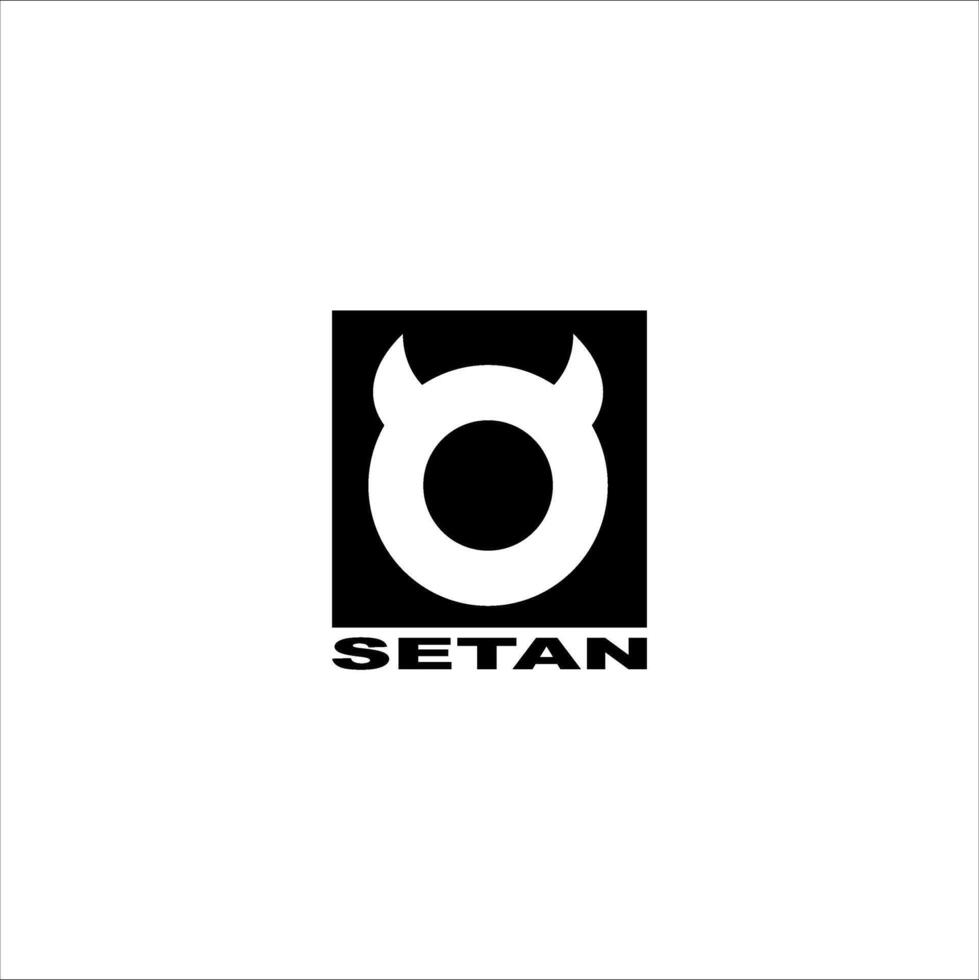 Horned circle with devil writing vector