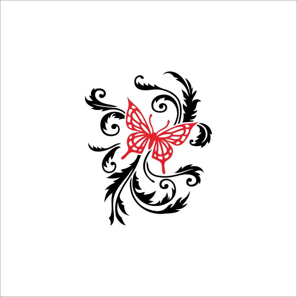 Beautiful butterfly decorated with flowers on a white background vector