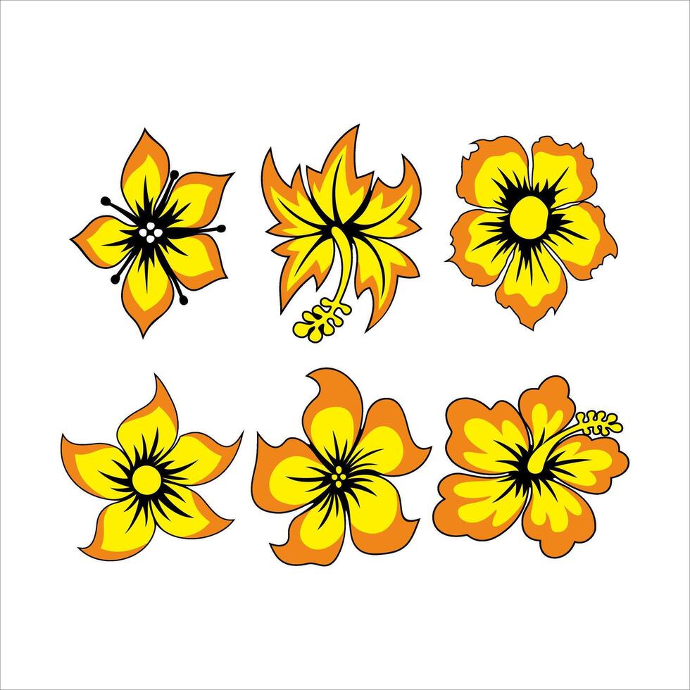 Illustration of flowers in various shapes vector