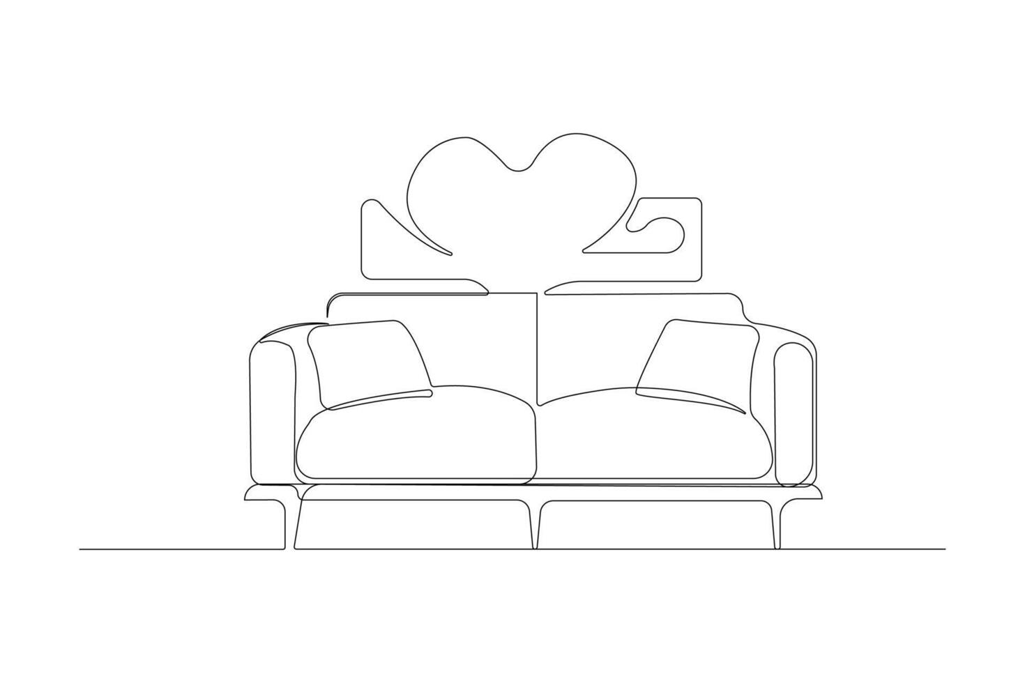 Modern sofa continuous one-line art drawing. Couch outline illustration. vector
