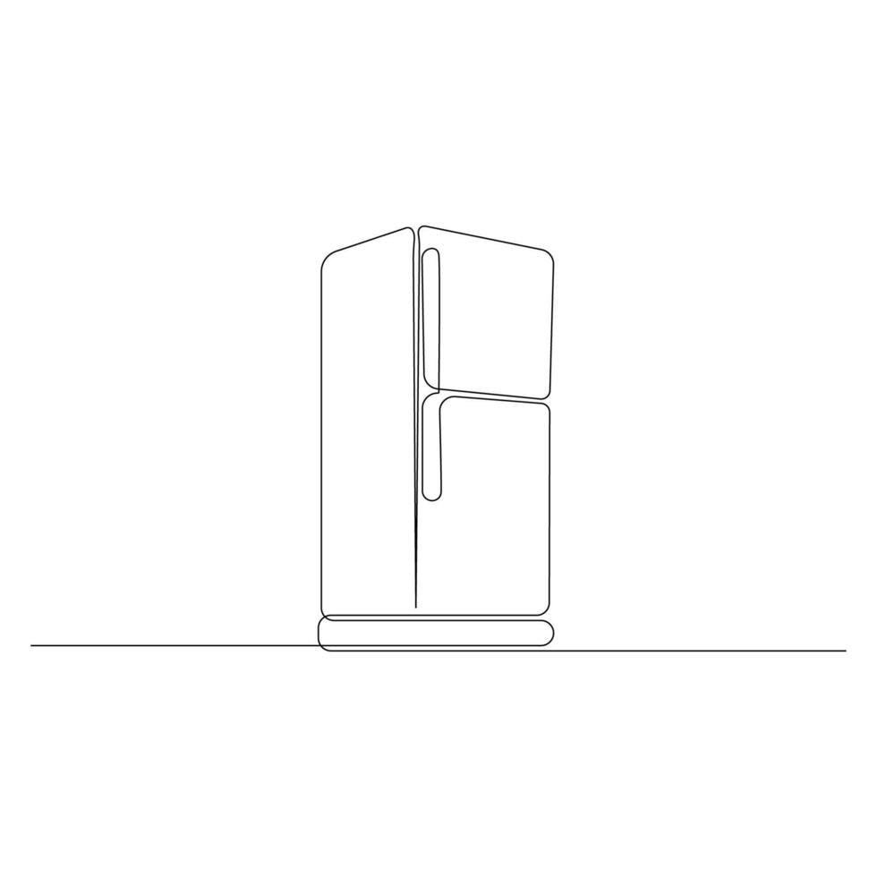 Continuous singleline art drawing of Refrigerator. Fridge continuous