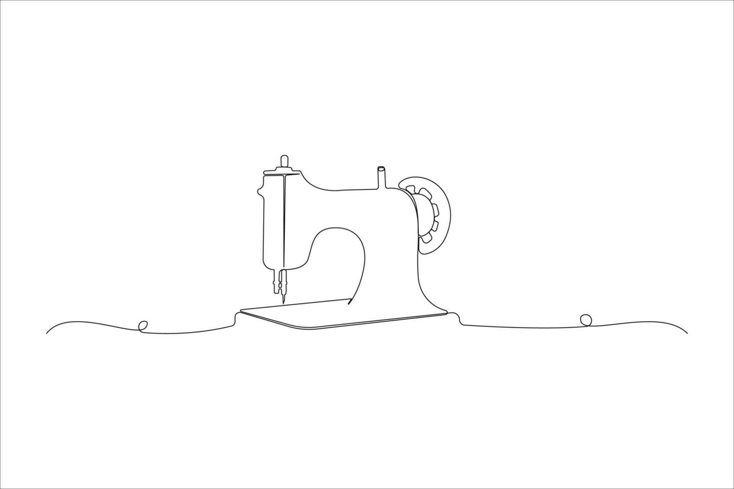 Continuous single-line art drawing of Sewing Machine. Old sewing machine outline isolated on white background. vector