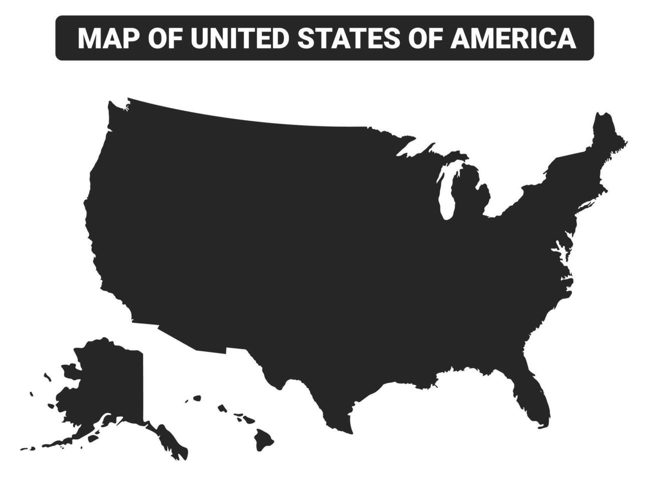 Simple United States Of America Black map flat illustration vector