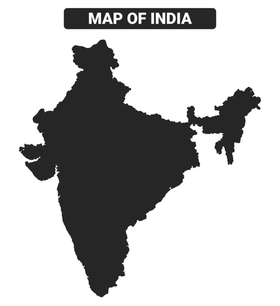 Simple India Black map flat illustration vector