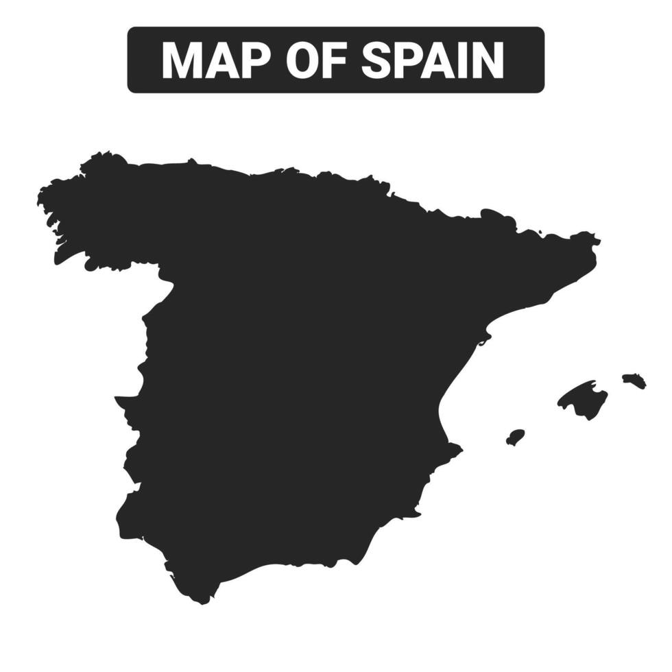 Simple Spain Black map flat illustration vector