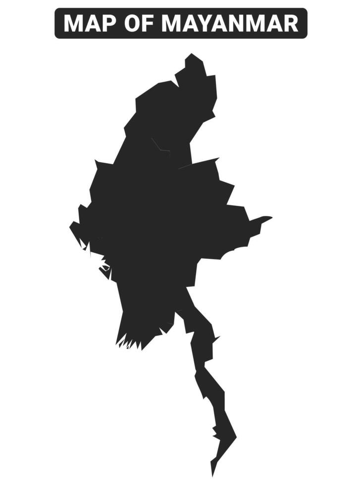 Simple Mayanmar Black map flat illustration vector