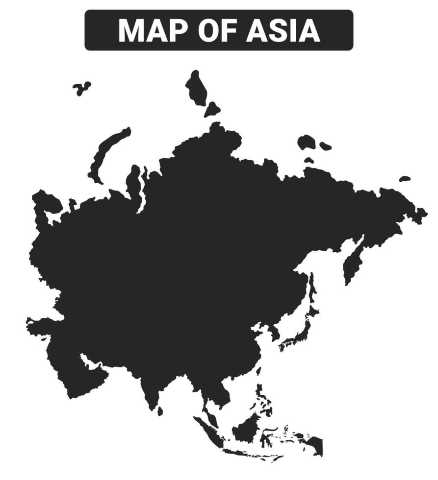 Simple Asia Black map flat illustration vector