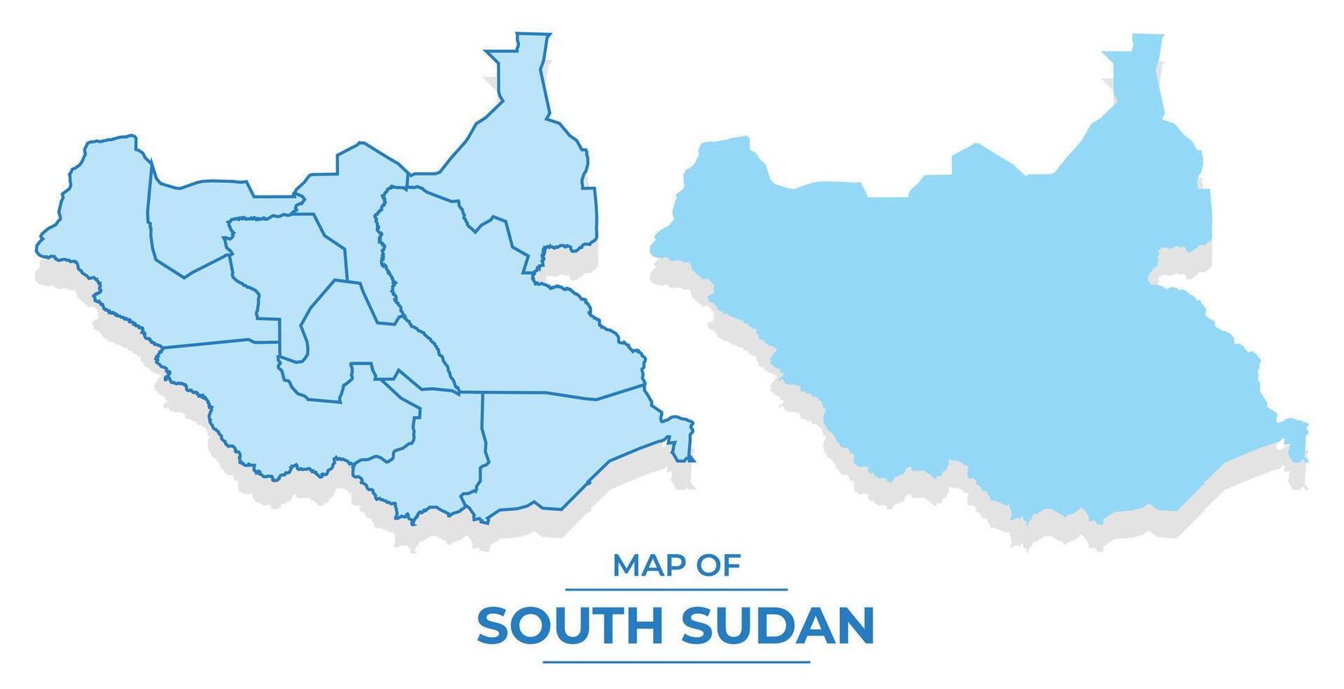 South Sudan map set simple flat and outline style illustration vector