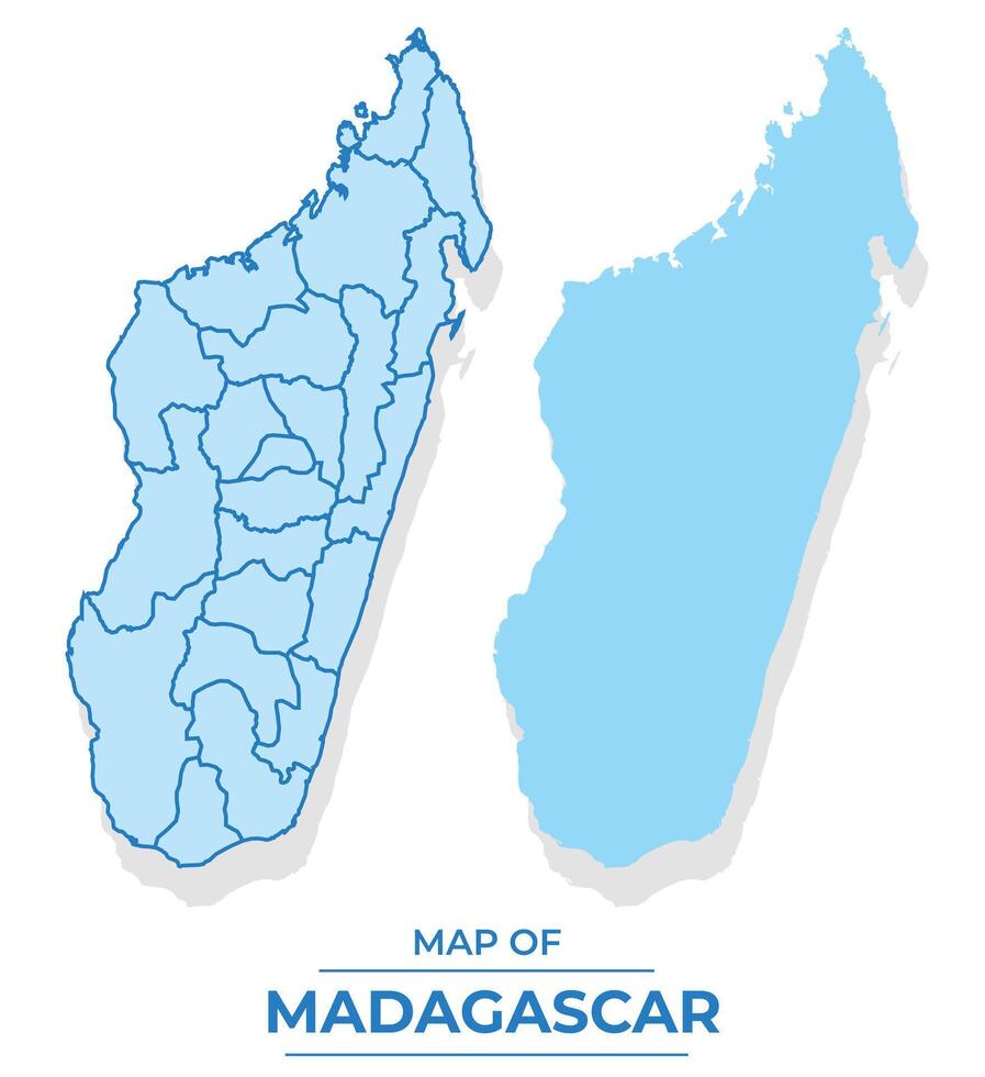 Madagascar map set simple flat and outline style illustration vector