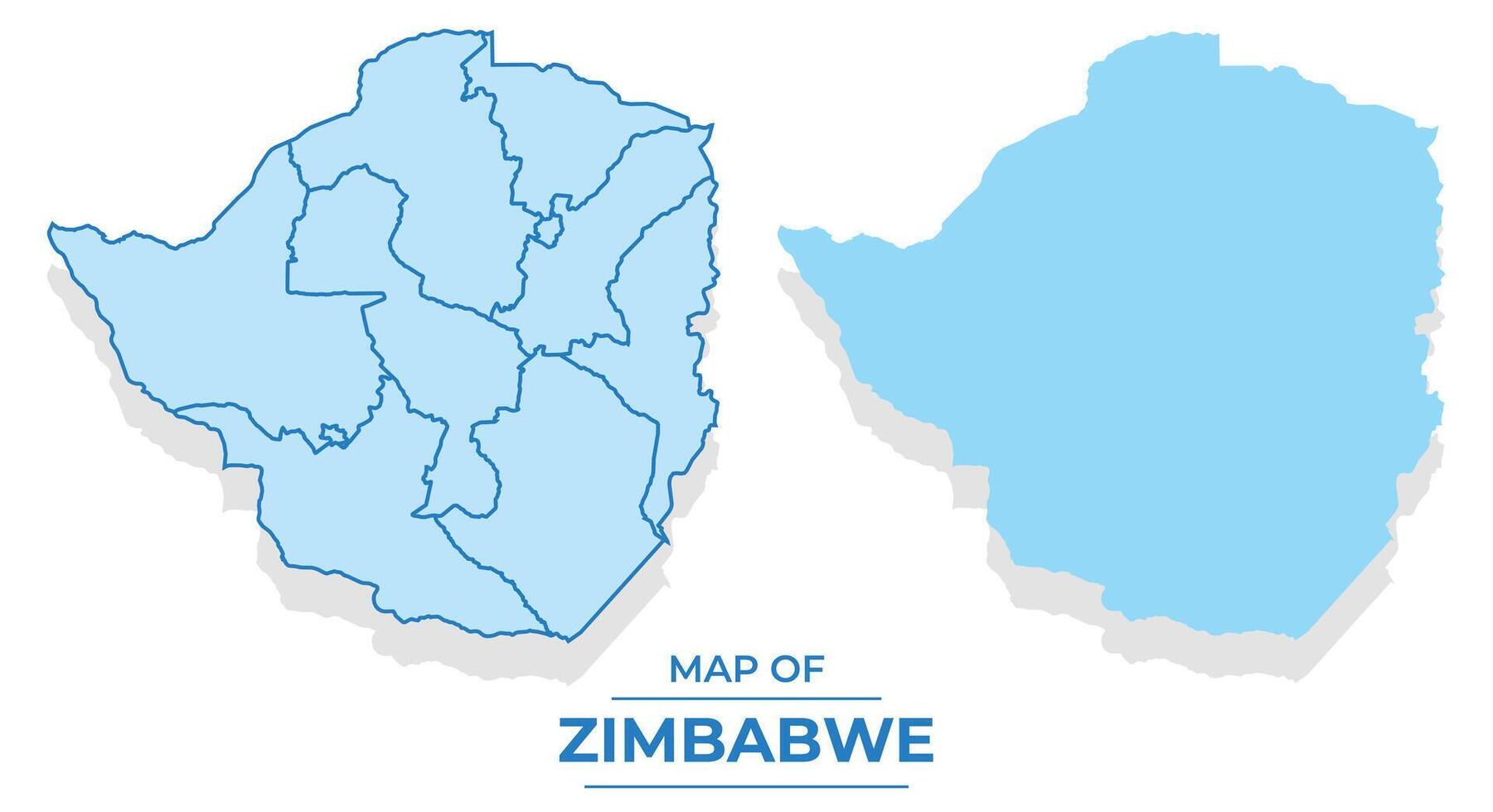 Zimbabwe map set simple flat and outline style illustration vector