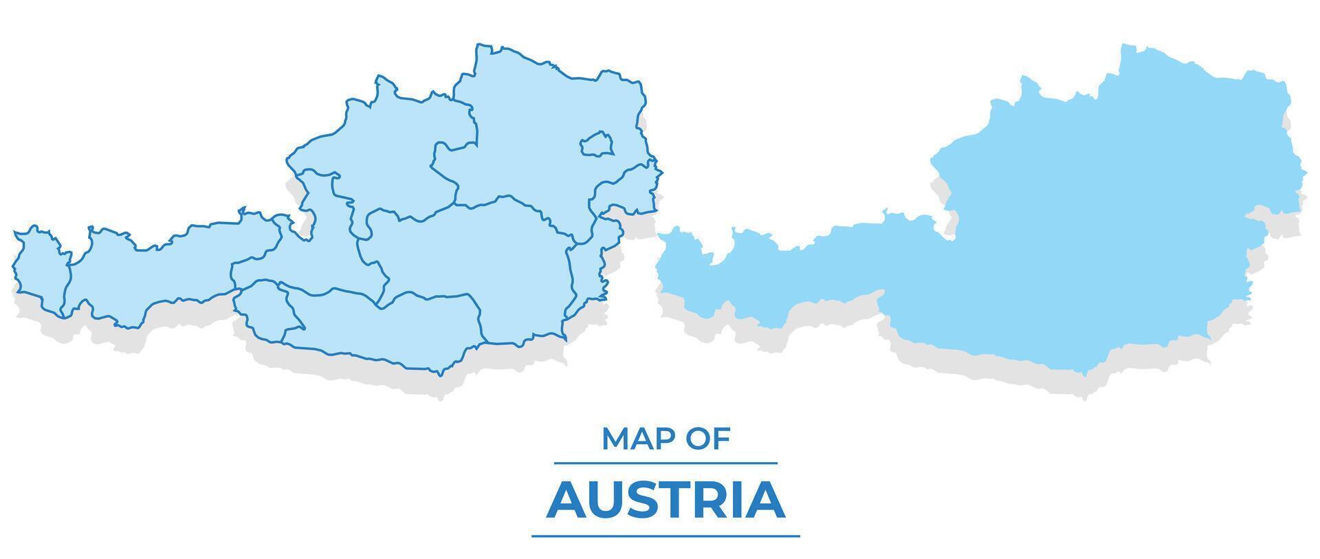 Austria map set simple flat and outline style illustration vector