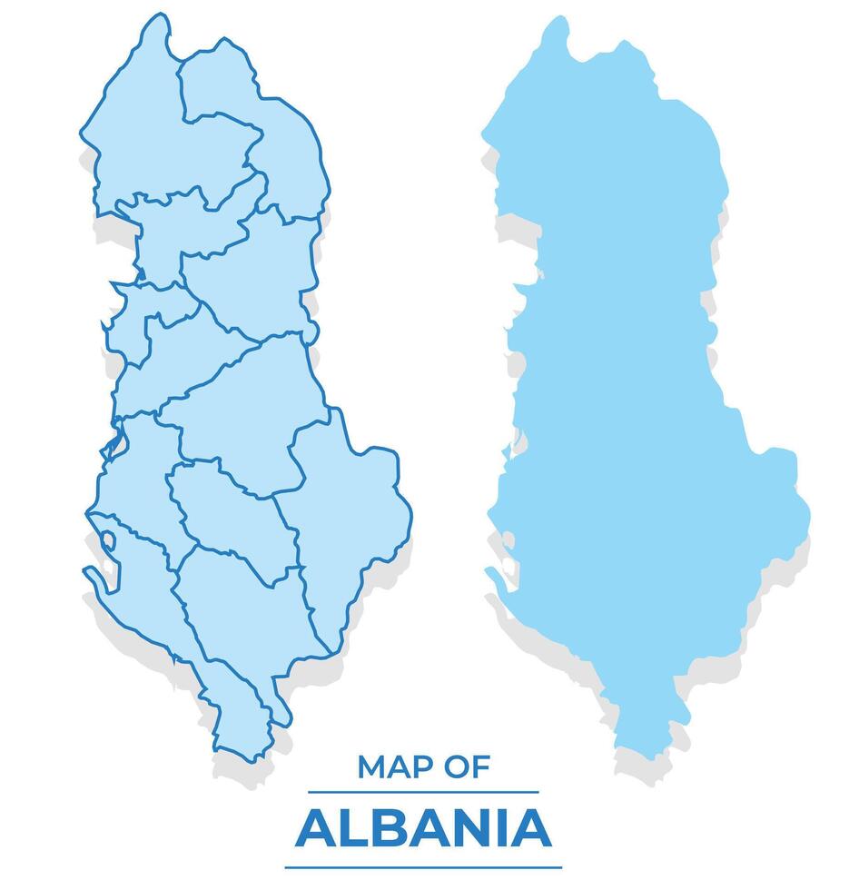 Albania map set simple flat and outline style illustration vector