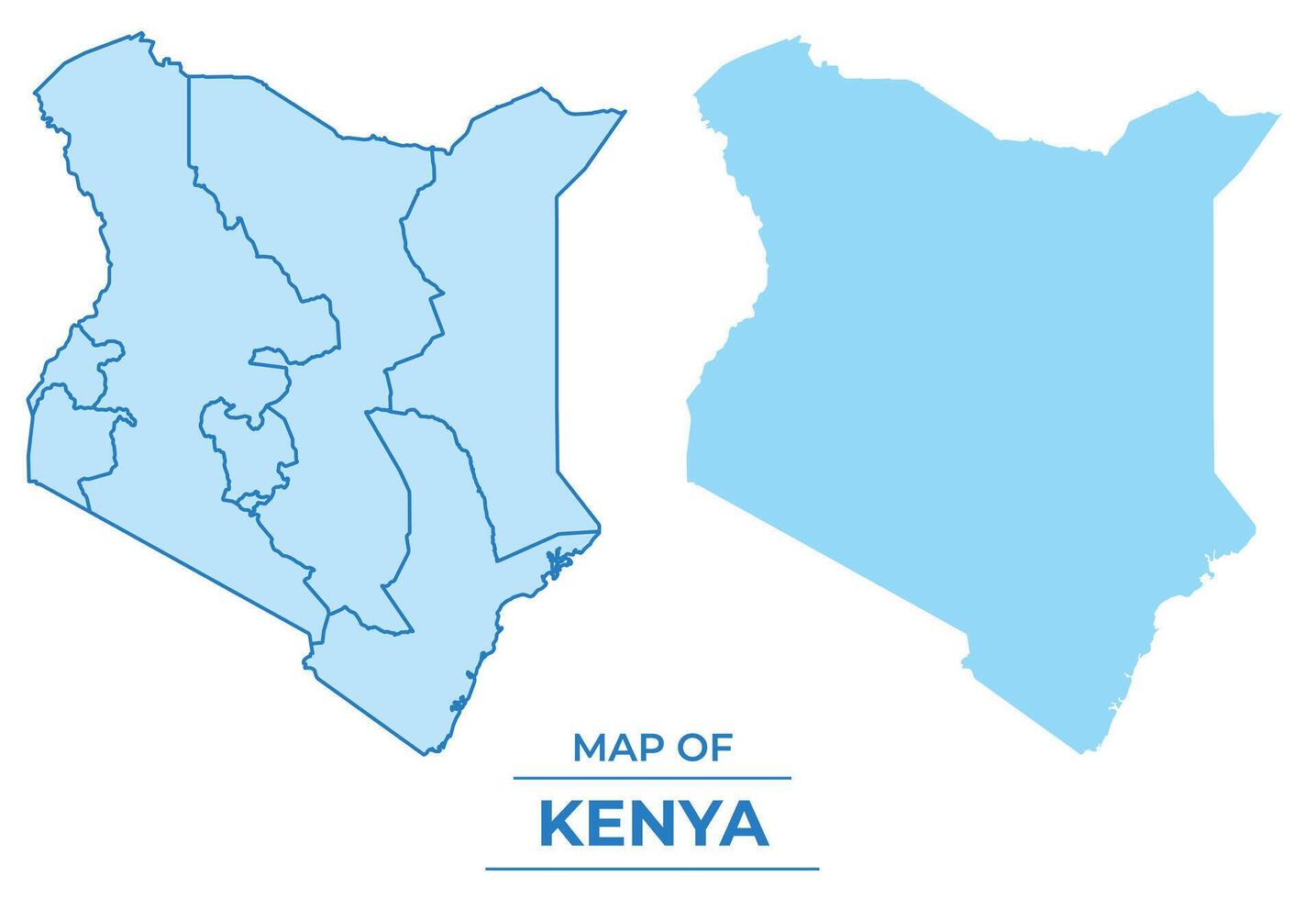 Kenya map set simple flat and outline style illustration vector
