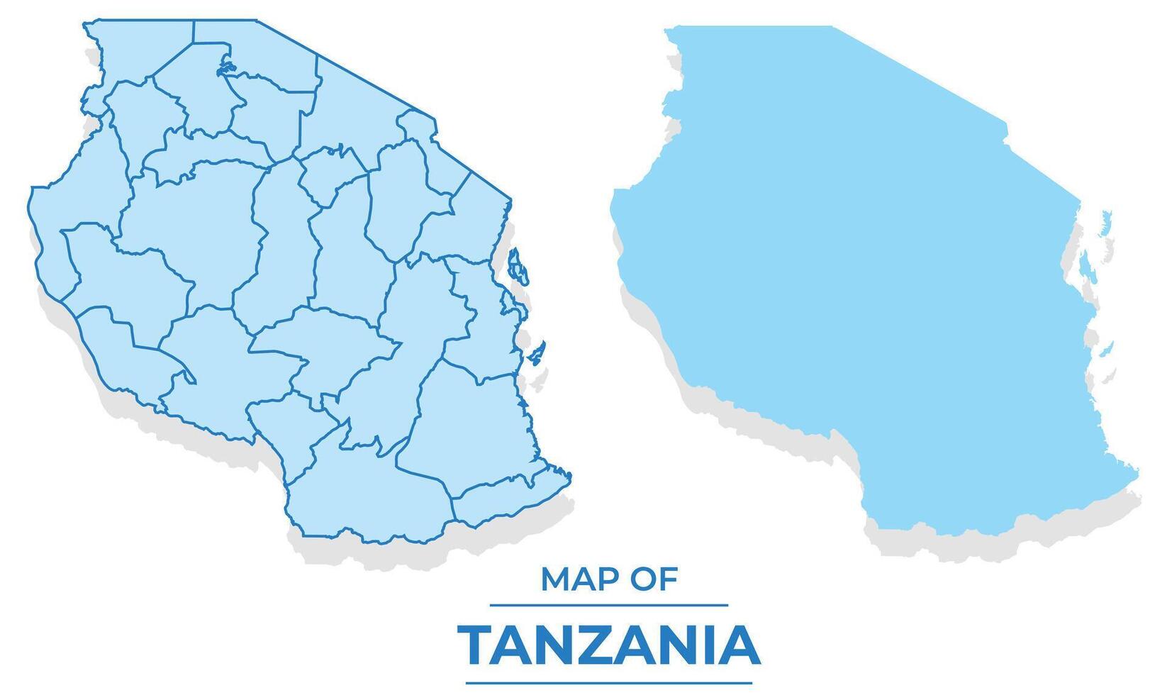 Tanzania map set simple flat and outline style illustration vector