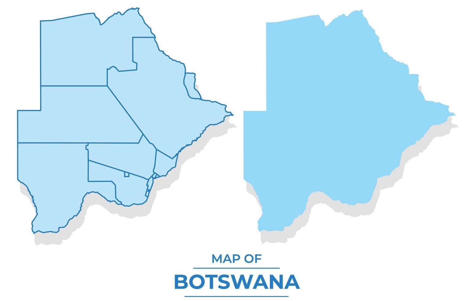 Botswana map set simple flat and outline style illustration vector