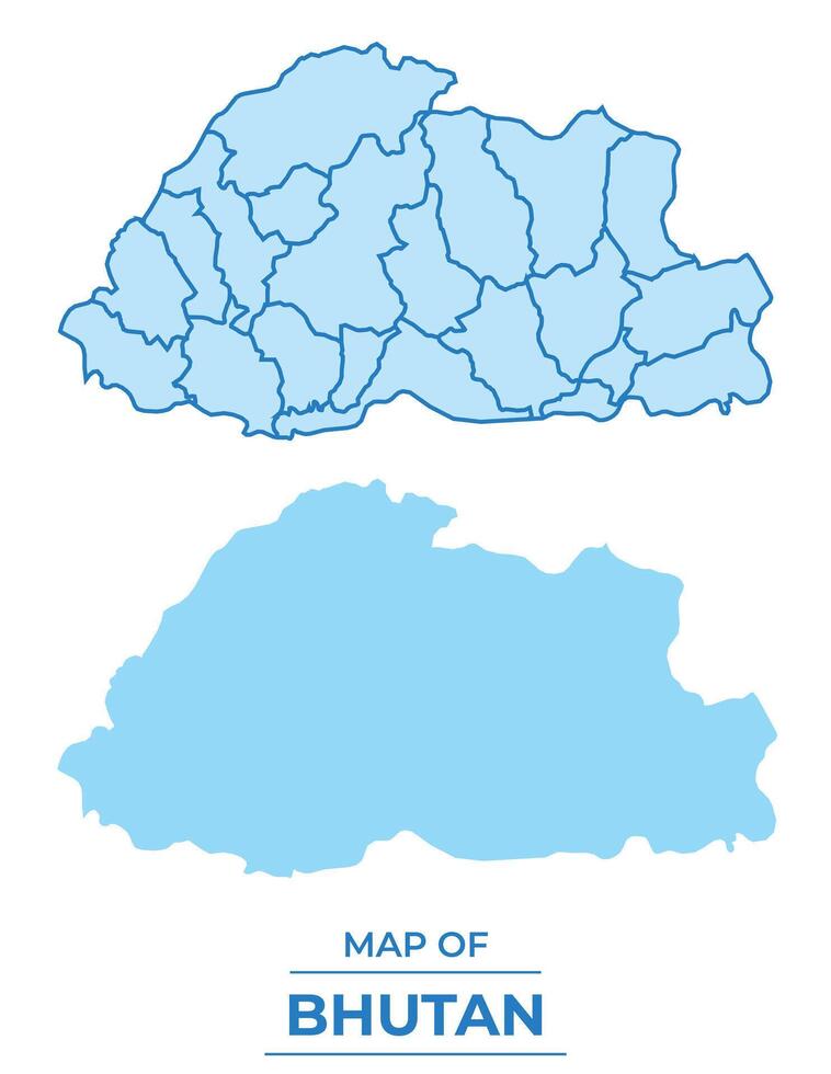 Bhutan map set simple flat and outline style illustration vector