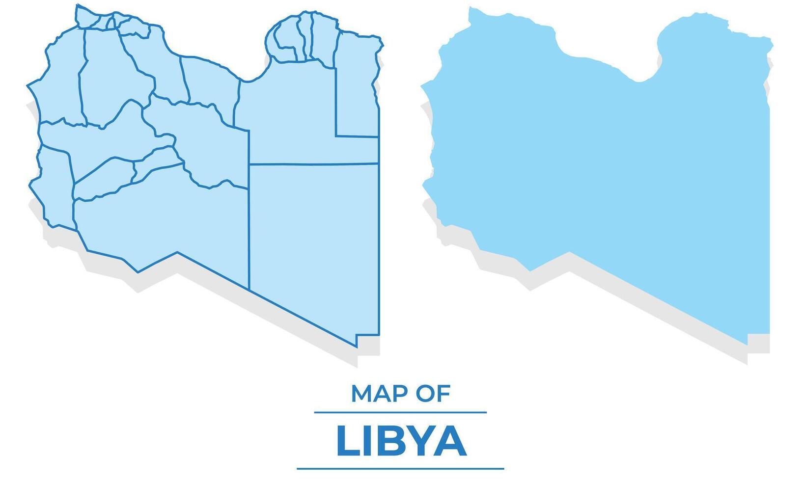 Libya map set simple flat and outline style illustration vector
