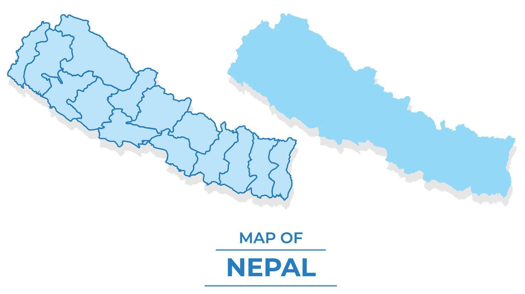 Nepal map set simple flat and outline style illustration vector