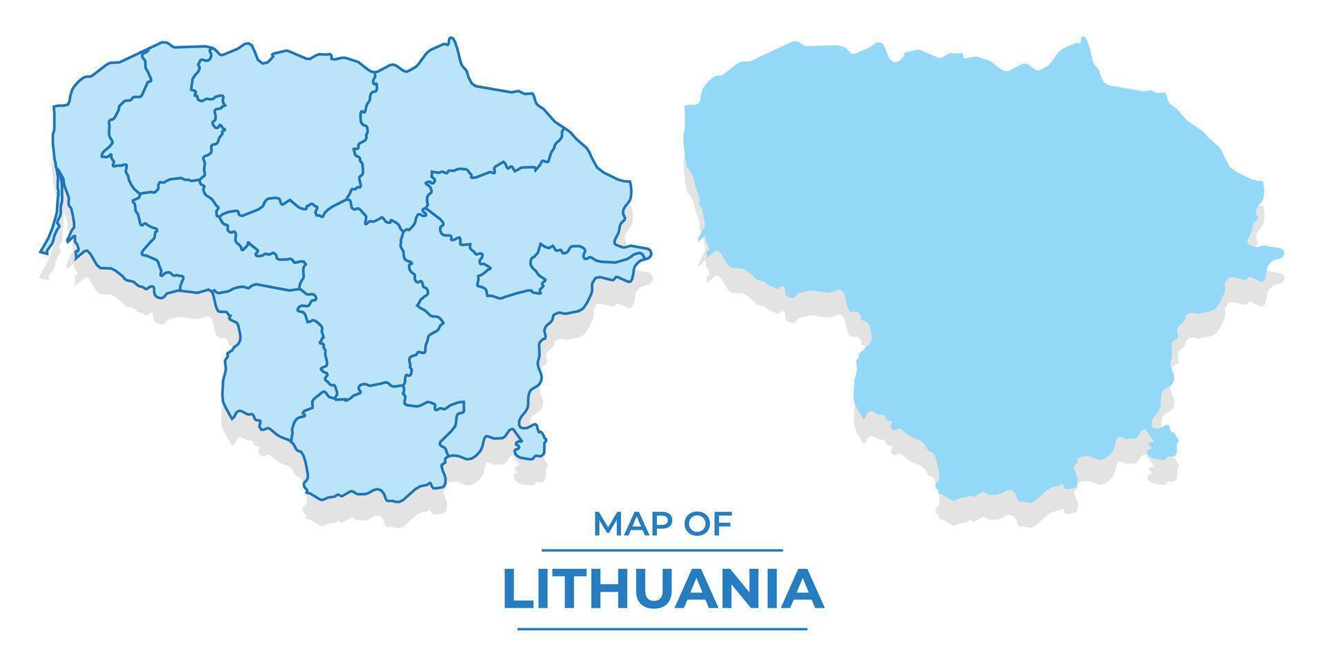 Lithuania map set simple flat and outline style illustration vector