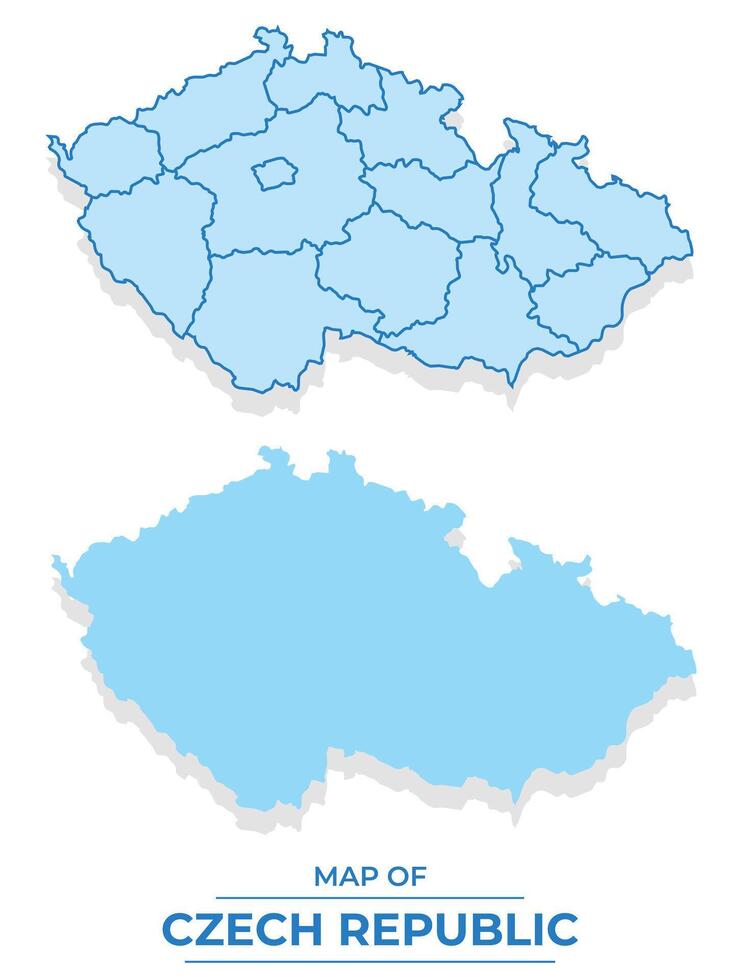 Czech Republic map set simple flat and outline style illustration vector