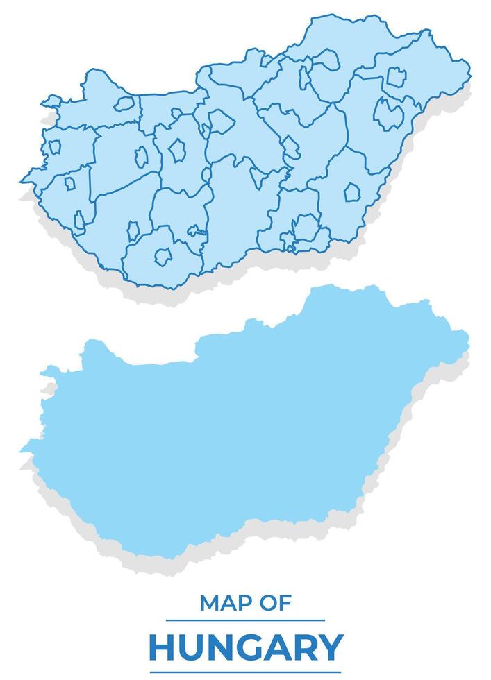 Hungary map set simple flat and outline style illustration vector