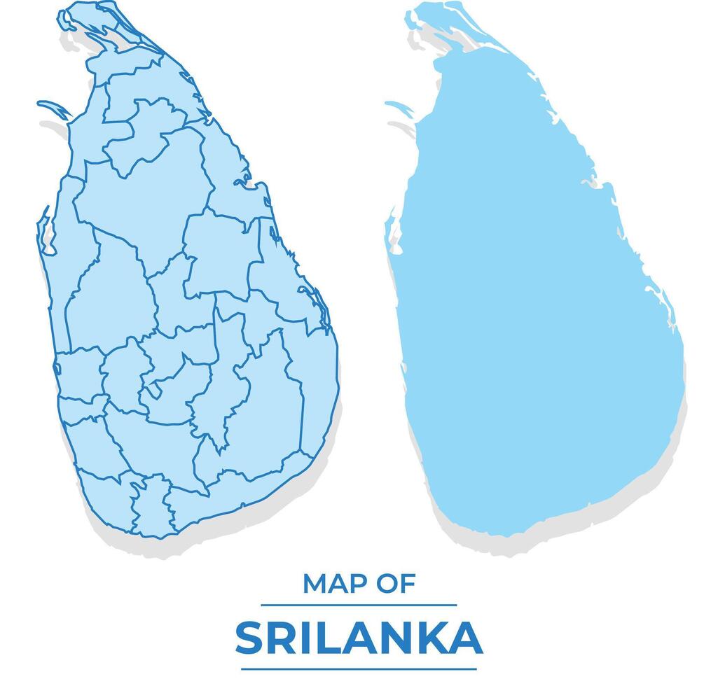 Sri Lanka map set simple flat and outline style illustration vector