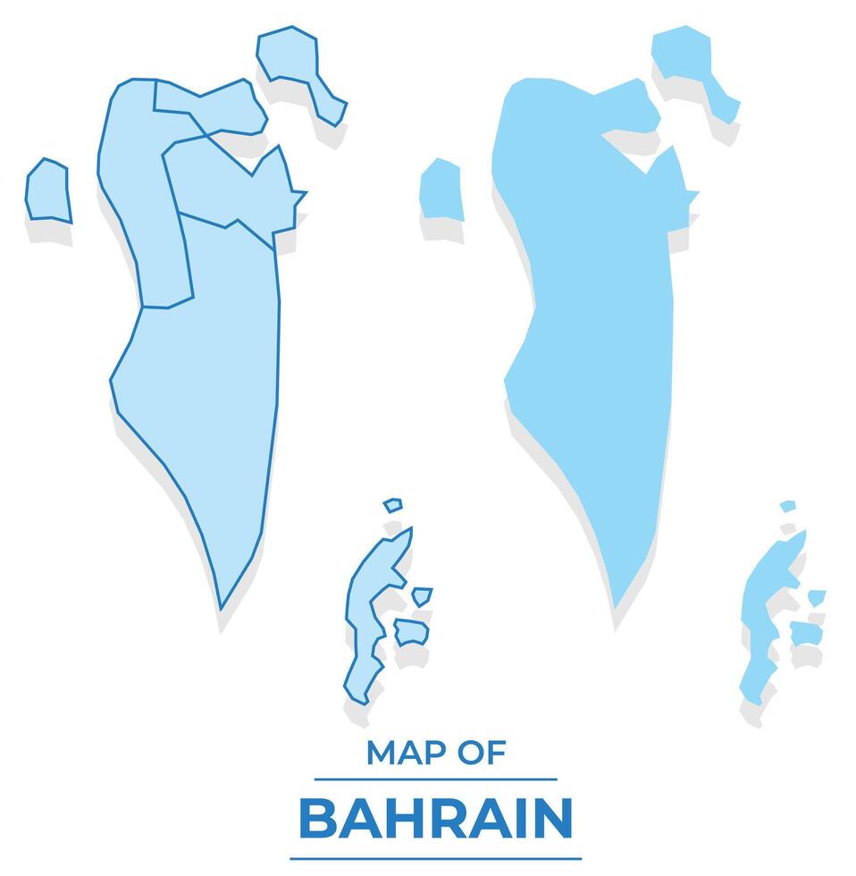 Bahrain map set simple flat and outline style illustration vector