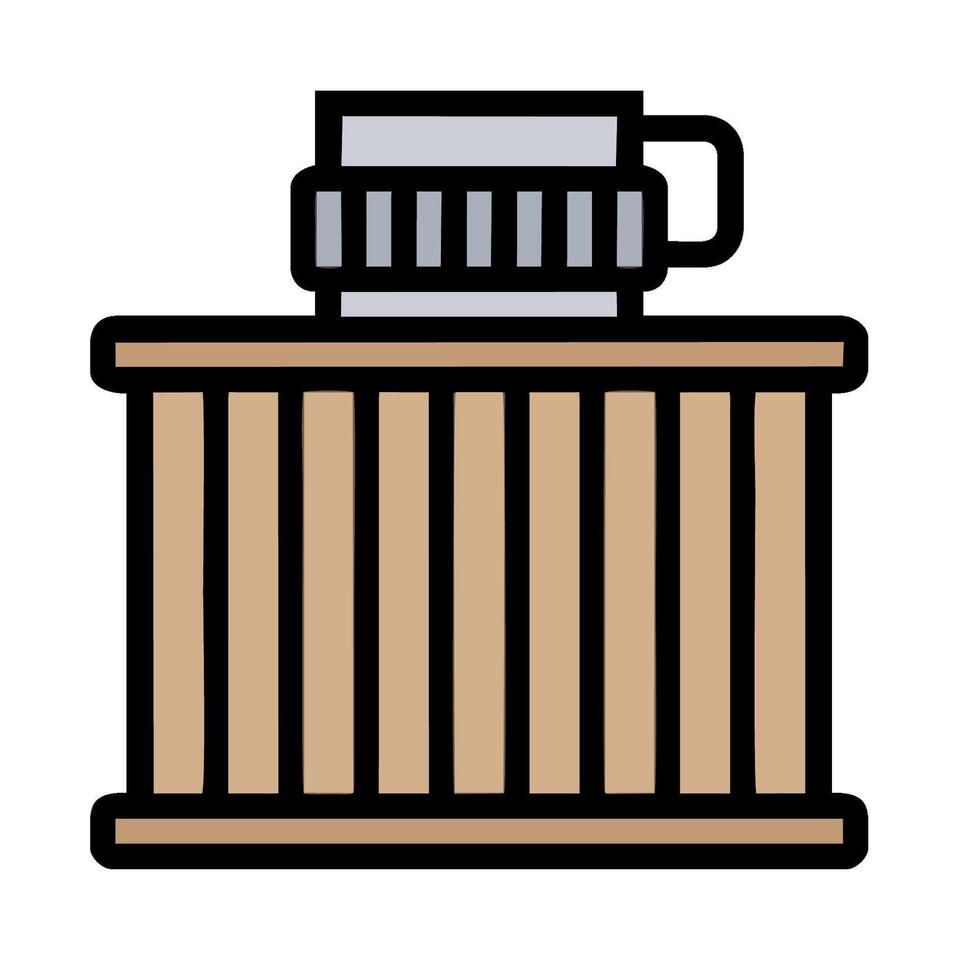 A wooden crate with a coffee pot on top vector