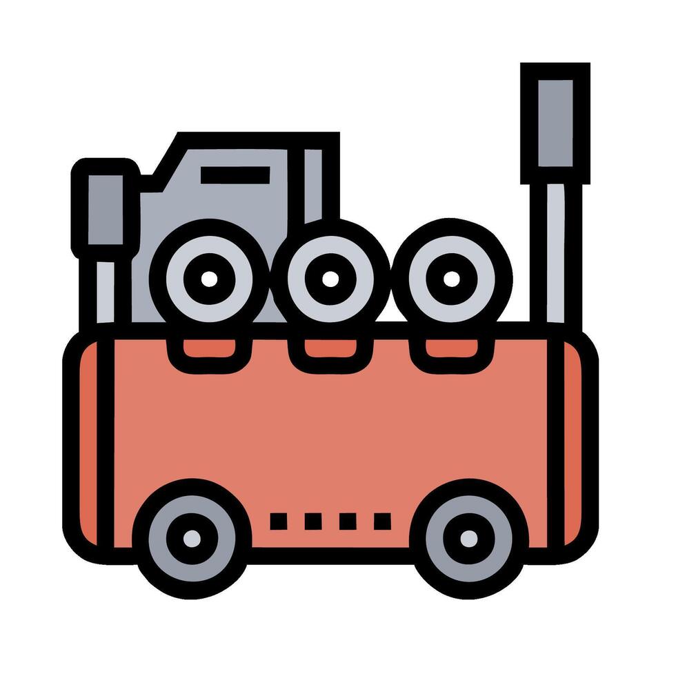 A red truck with two wheels on top vector
