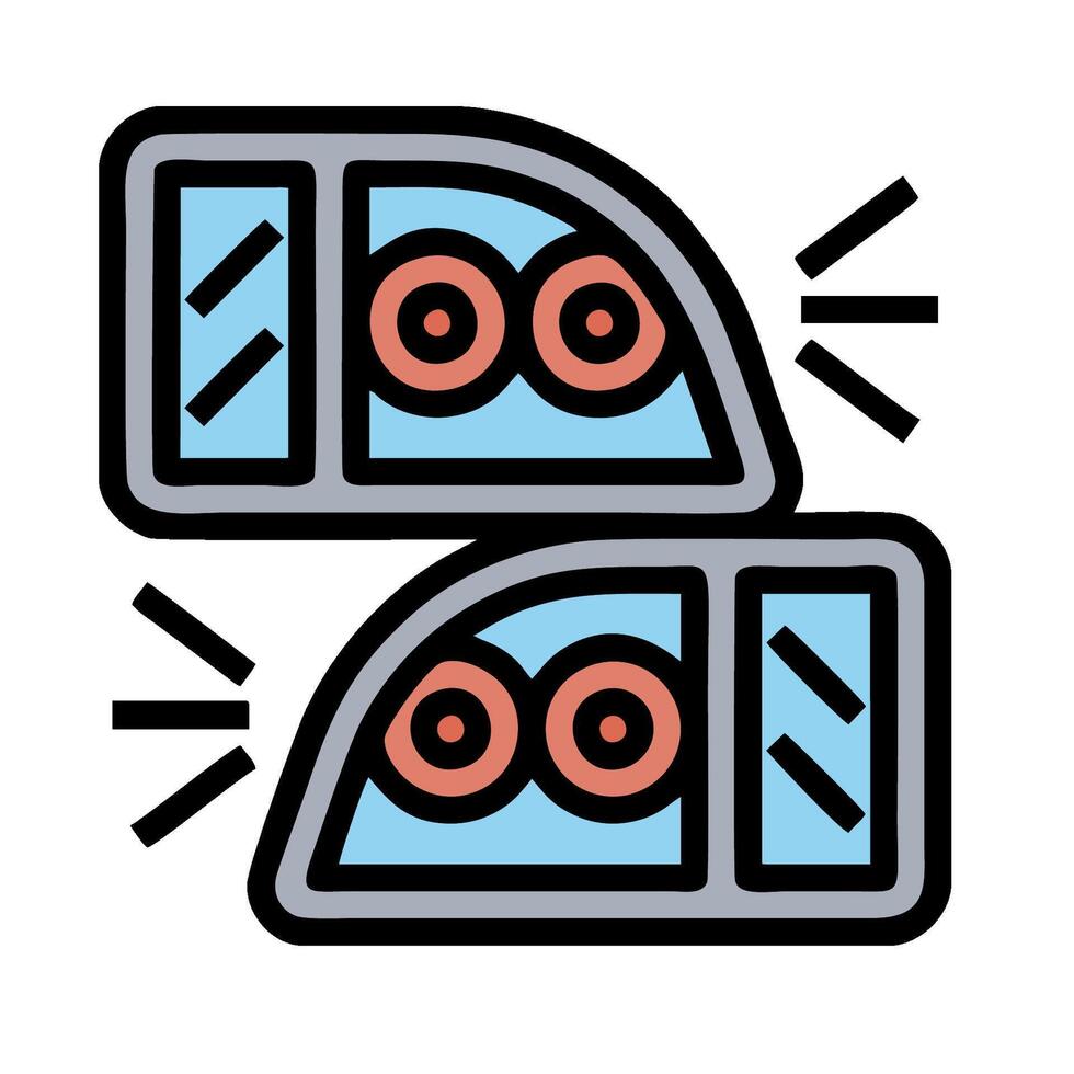 Two car headlights with two eyes on them vector