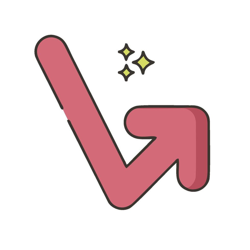 A pink arrow pointing up with stars around it vector