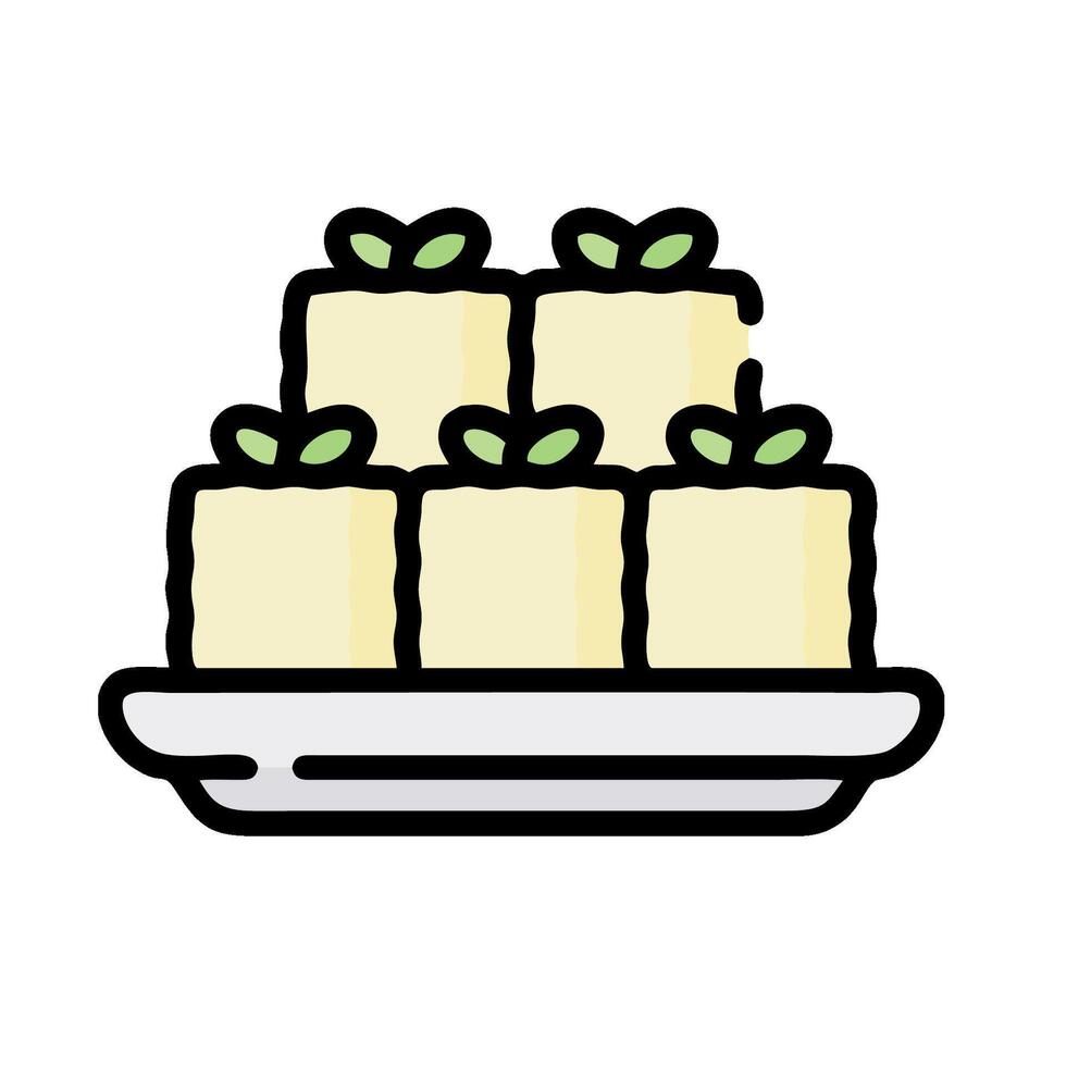 A plate with four squares of ice cream vector