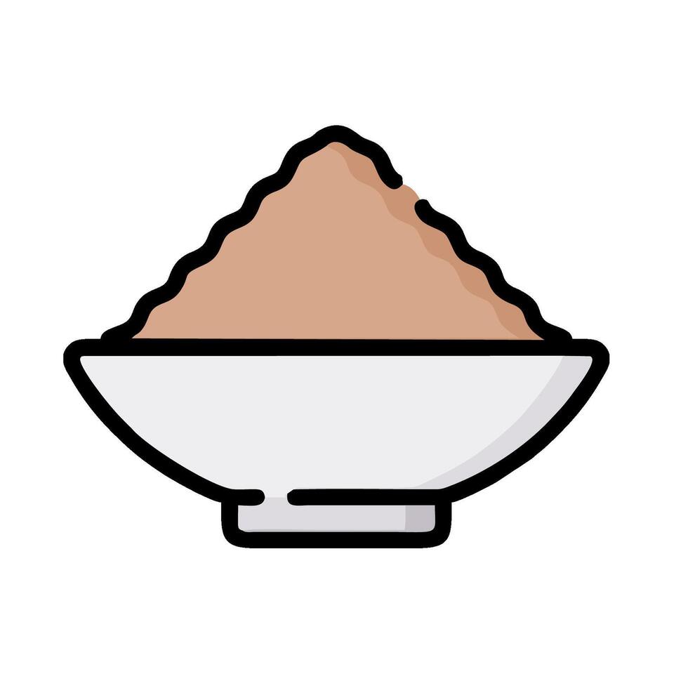 A bowl of brown powder in a white bowl vector