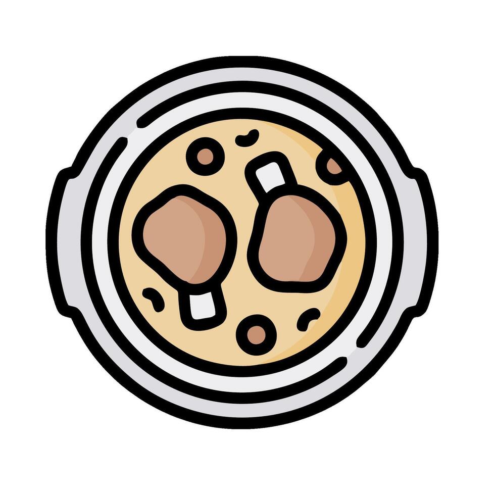 A bowl of food with two eggs in it vector