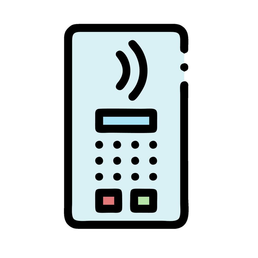 A phone with a keypad and a button vector