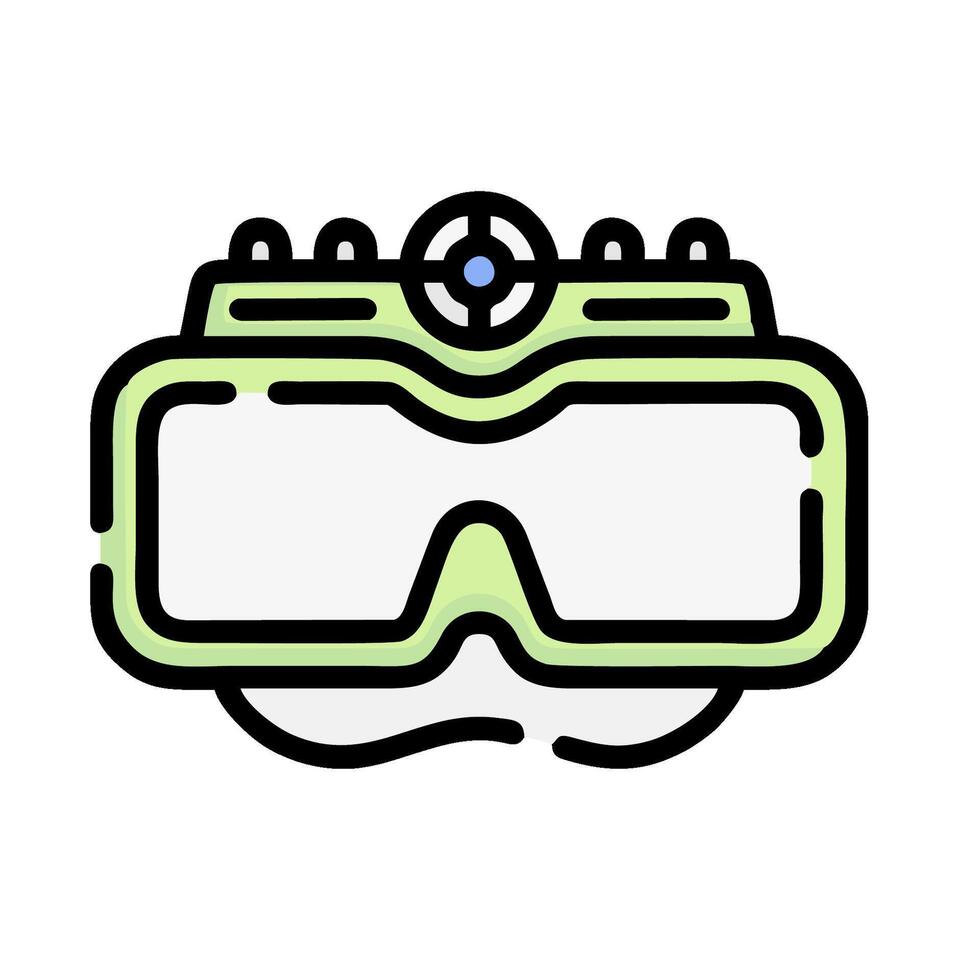 A green scuba mask with a camera on it vector